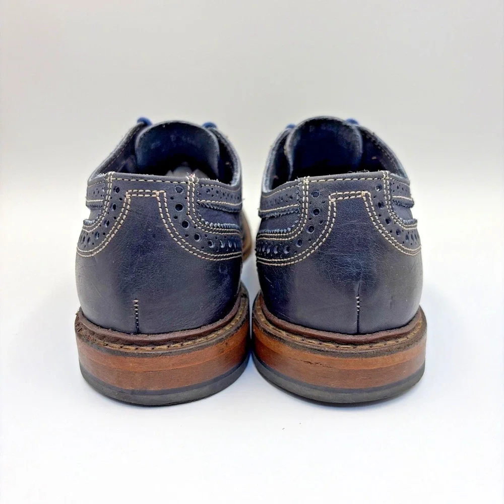 Allen Edmonds Mens Neumok Oxfords Size 8.5 D Navy Wingtip Brogue Dress Shoes USA